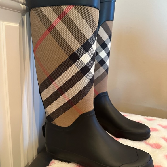Burberry Check Waterproof Rain Boot (Women) - Picture 2 of 3